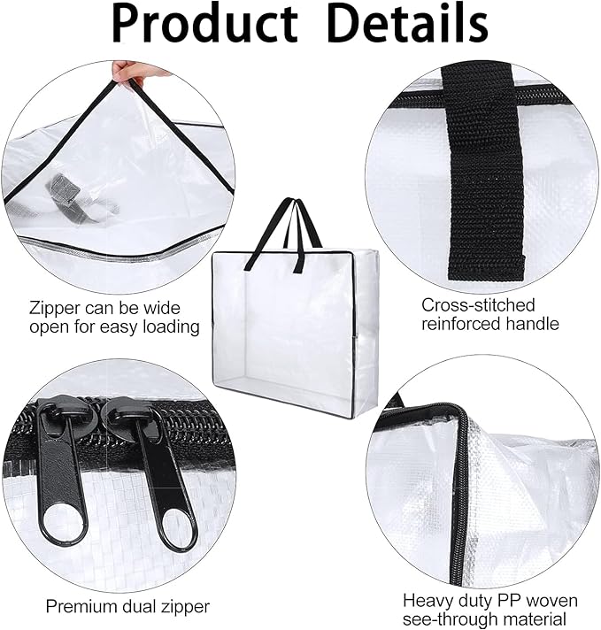 4 Pack Wreath Storage Bag, 26 Inches 90 L Wreath Storage Container, Reinforced Handles & Smooth Zippers, Foldable Large Storage Bags for Christmas/Seasonal Wreaths, Clothing, Bedding, Blankets, Toys