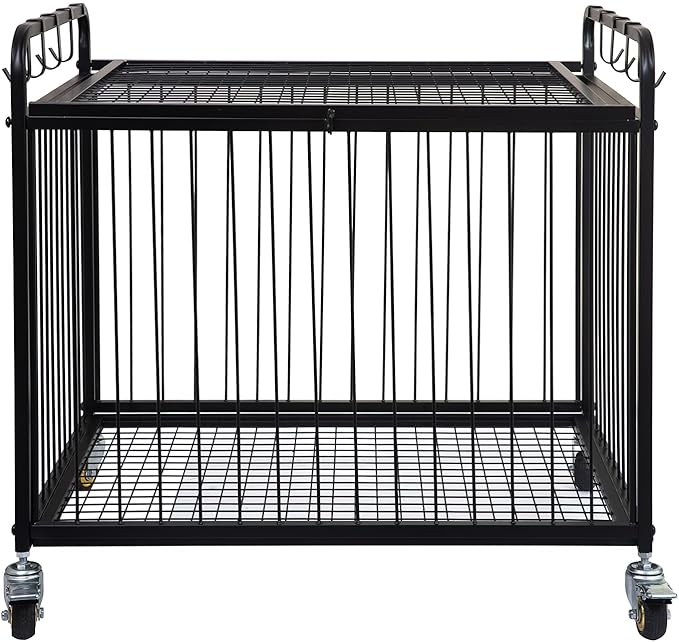 Matt Black Metal Rolling Cart Ball Gym Equipment Sports Gear Storage Portable Wheel Basket Lockable Cage Raised Handle Athletic Basketball Football Soccer Volleyball Racket School PE Class