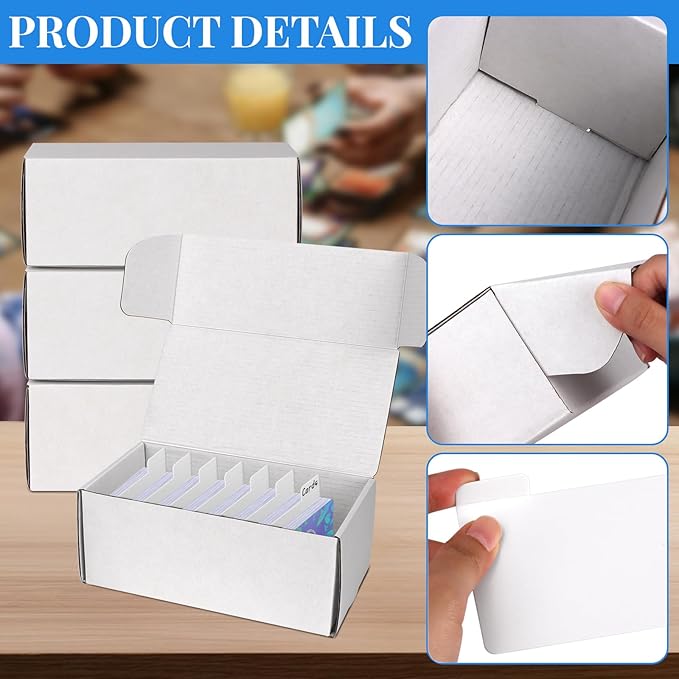 Trading Card Storage Box with Dividers, 12 Pack • 400 Count Bulk Card Collection Case, Corrugated Cardboard Storage Box for Sports, TCG/Magic/Mtg Cards (Horizontal Length 7.5 Inch)