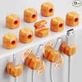 12 Pack Rotatable Cable Clips,Spring Cord Organizer Desk Cable Management Cord Holder Adhesive Phone Charger Cord Clips for Home Office Car Wall Nightstand Accessories Orange