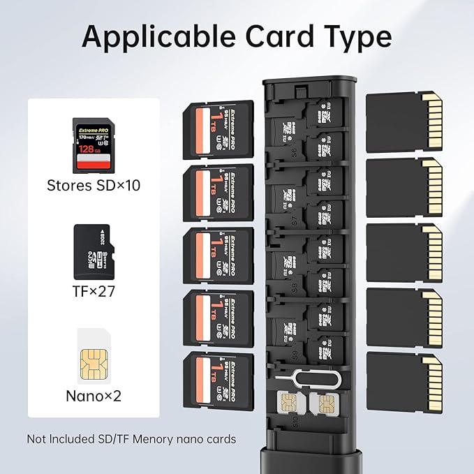 BUDI Pop-up Design 30 Slots Memory Card Case Crush & Shockproof Wallet for 27 Micro SD SDXC SDHC TF Cards and 6 Cards/Micro SDHC/Micro Holder Organizer,Case Storage