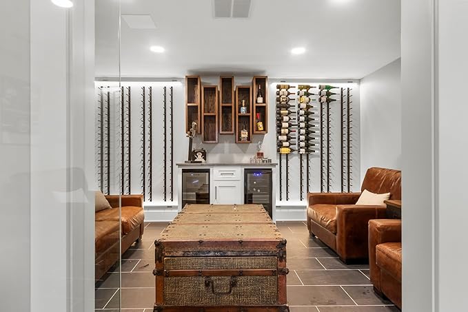 Ultra Wine Racks Wall Mounted Label-Out Wine Racks (4 Foot 2 Deep, Matte Black, 24 Wine Bottles) - Modern Metal Wine Storage, Modular Design for Home Bar, Kitchen, Dining Rooms, & Wine Cellars