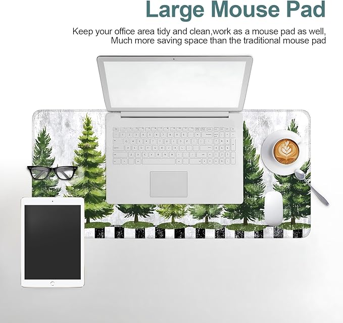 Christmas Tree Gaming Mouse Pad 31.5"x11.8"Desk Mat Anti-Slip Rubber Base & Durable Stitched Edges for Gamers Smooth Mouse Writing Surface for Desk Office/Home