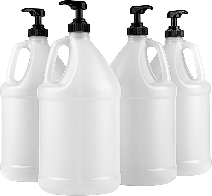 Kitchentoolz 1-Gallon Plastic Jug with Pump Dispenser - Ideal for Epoxy Resin, Laundry Detergent, Liquid Soap, Snow Cone Syrup, Batter