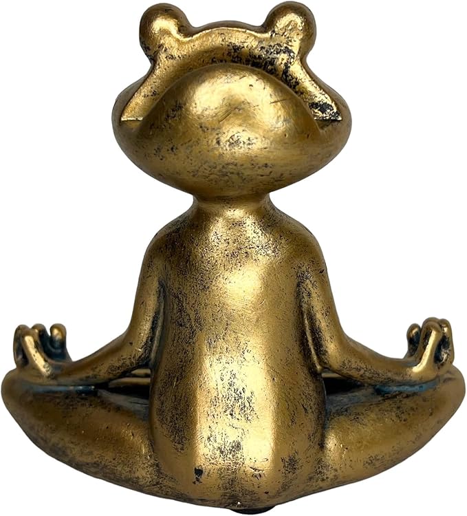 Top Brass Yoga Frog Eyeglass Holder – Whimsical Reading Glasses Sunglass Stand – Funny Desk Nightstand Keeper Rack Display – Meditating Zen Lotus Pose Figurine