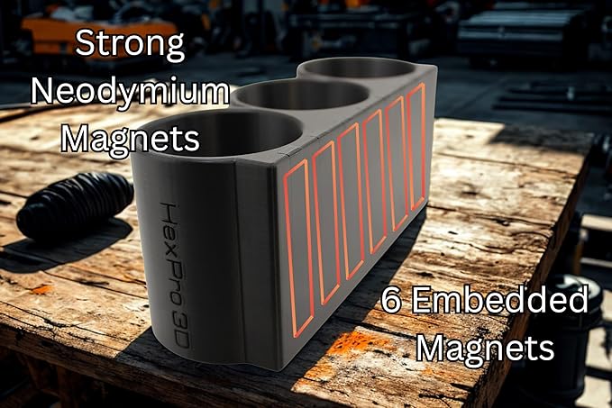 Triple Magnetic Spray Can Holder, 3-Can or Bottle Capacity, Heavy-Duty Magnetic Mount for Work Trucks, Job Sites, Garages, Made in USA