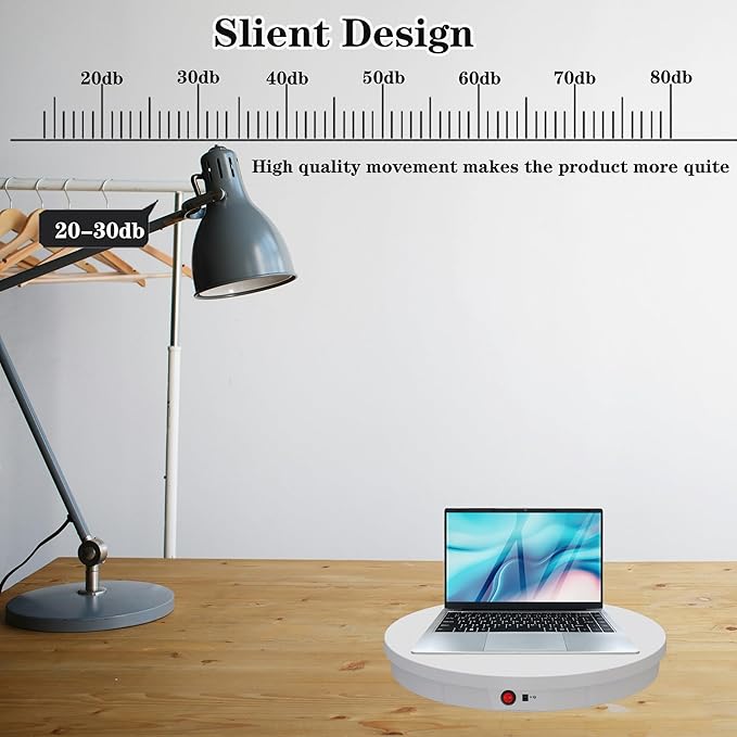 JAYEGT Motorized Rotating Display Stand, 350Lbs Load，360 Degree Electric Rotating Potography Turntable for Products Display，Live Show， Remote Control +5 Colors Backgrounds (White / 20.5inch /Wired)