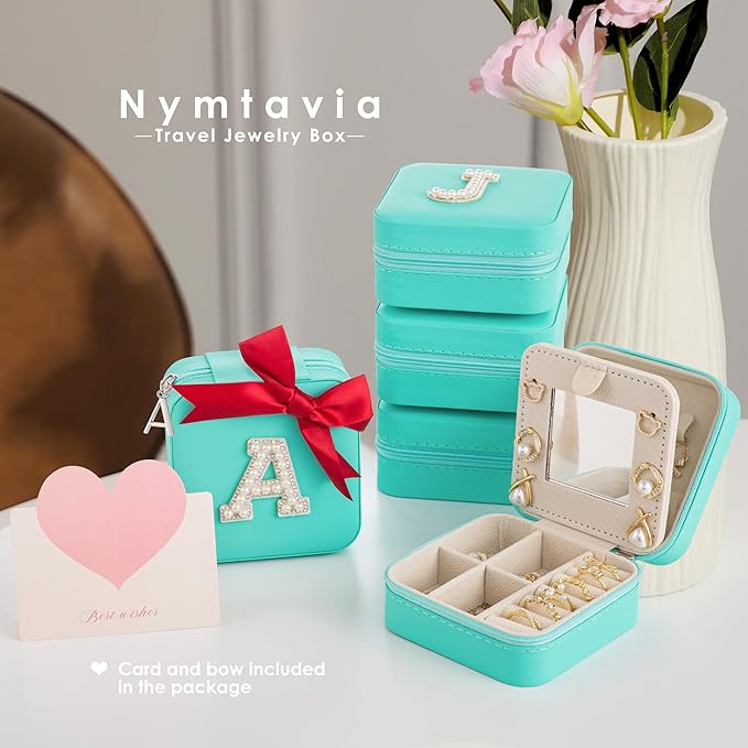 Birthday Gifts For Women, Initial Jewelry Box, Travel Jewelry Case, Gifts for Wife Girlfriend, Small Travel Jewelry Organizer, Gift for Girls, Graduation Gifts for Her, Bridesmaid Gifts