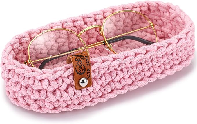 Tioncy Eyeglasses Holder for Nightstand Wool Anti Scratch Desk Bedside Knit Eyeglass Storage for Fathers Day Graduation Gifts