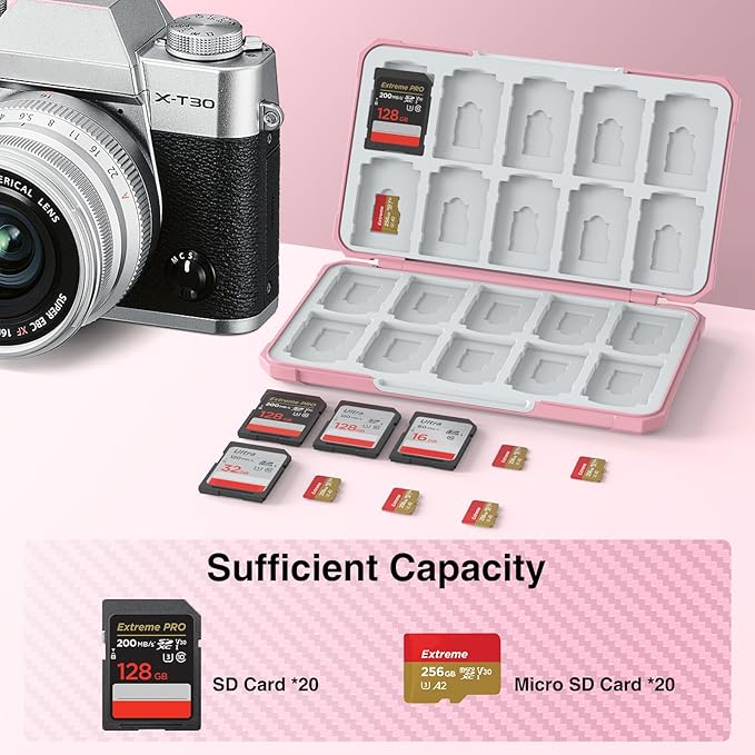 HEIYING Memory Card Case for SD/TF Cards,Portable SD Card Holder Storage Case Compatible with 20 SDXC SDHC and 20 TF Cards Slots