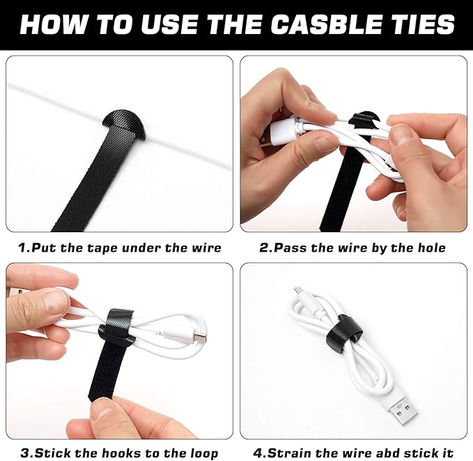 200PCS Reusable Fastening Cable Ties, 6-Inch Cable Straps Cable Management, Multi-Purpose Hook & Loop Cord Organizer Wire Ties, Adjustable Cable Organizer Cord Ties, Microfiber Cloth Straps, Black