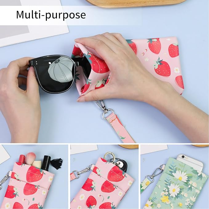 Double Eyeglass Case Soft Dual Glasses Case for Women Men Travel Squeeze Top Sunglasses Cases Eyeglasses Pouch