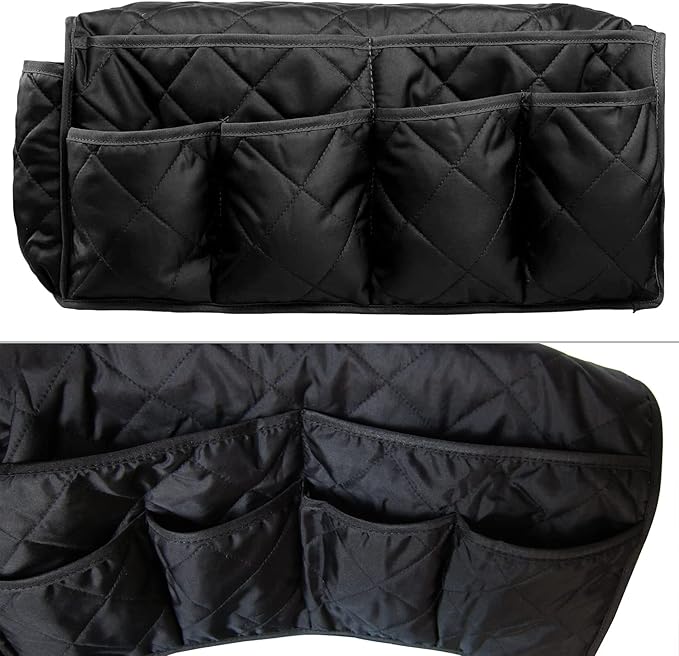 Black Sofa Armrest Organizer with 14 Pockets for Recliners Armrest Covers for Remote Control Holder for Couch Organizer Armchair Cover with Pockets for Phone Ipad Keys Magazine Storage