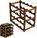 Wine Rack Freestanding Floor, Bamboo Wine Racks Cabinet Shelf 4-Tier 16 Bottles Freestanding Wine Bottle Holder, Retro Minimalist Home Decor Wine Display Rack for Cabinet Countertop
