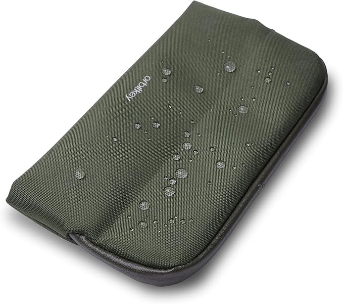 Olive Expandable Desk Storage Pouch – Fold-Down Access Panel, Pen Loop, Recycled Water-Resistant Material – Self-Standing Organizer for Office, Travel, Tech Gear