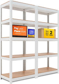 HOMEDANT House 5 Tier 24.4" W Laminated Metal Shelving Unit Adjustable Storage Utility Rack Heavy Duty Shelves Organization Multipurpose Shelf Kitchen Garage Pantry Closet 2 Pack