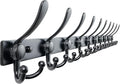 Dseap MaxStrong 2.0 Coat Rack Wall - 37” Long 10 Tri Hooks - Ultra Heavy-Duty Stainless Steel Wall Mount Coat Hanger, Hook Rail for Clothes Hats Jacket Towels Black