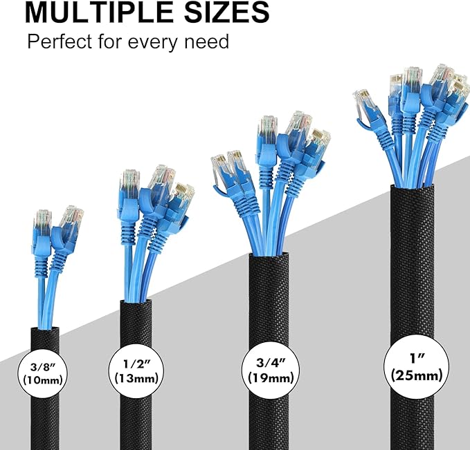 Secbolt Cord Protectors from Pets No Chew, 25ft - 1 inch Ultra Durable Cord Covers for Pets, Bite-Resistant Cable and Wire Protector for Cats, Dogs, Rabbits - Black