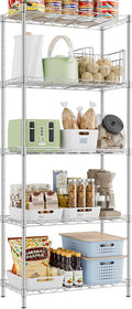 Storage Shelves,21.3"W*11.8"D*58.5"H Kitchen Wire Shelving Unit Loads 550LBS,5-tier Adjustable Metal Utility Shelf,Garage Shelves,Home Storage Rack for Kitchen,Laundry,Pantry and Closet,Chrome