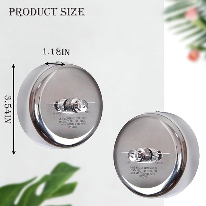 Heavy Duty Retractable Clothesline Indoor Outdoor 2-Pack of Stainless Steel Lines Offers Sturdy, Adjustable Drying Space. Doubles as a Practical Retractable Shower Curtain for Versatile use in Homes