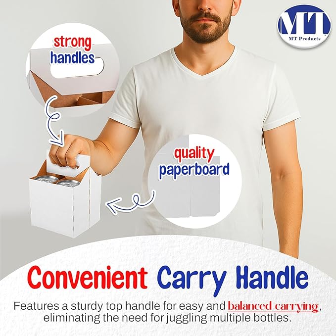 MT Products White 4 Bottle Holder 12 oz. - Corrugated Bottle Carrier for Transport (Pack of 200) - Made in the USA