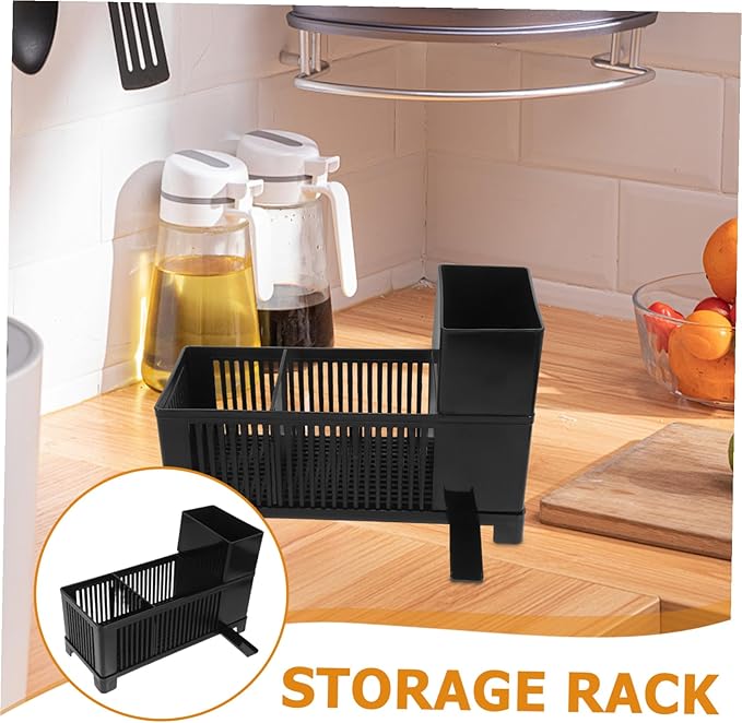 Kitchen Sink Organizer Rack with Efficient Drainage Plastic Sponge Holder and Dishcloth Drying Stand for Countertop Cleaning Tools Soap Bottles and Kitchen Rag Storage