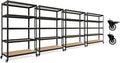 HOMEDANT House 5-Tier Metal Boltless Rolling Cart Shelf Rack Casters Heavy Duty Wheel Shelving Unit Adjustable Utility Storage Shelves Organizer Shelf Kitchen Garage 48.1" W x 18.5" D x 75.4" H 4Pack