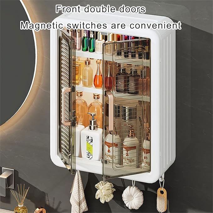 Without Drilling Wall Mounted Makeup Organizers Large Capacity Bathroom Storage Shelf for Cosmetics Skin Care Product
