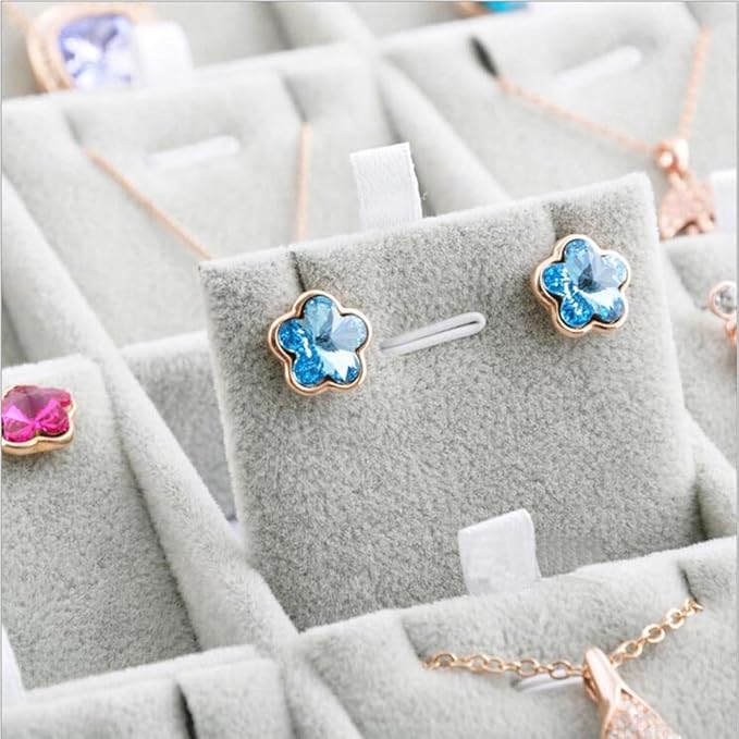 Oirlv Velvet Jewelry Tray 24 Grid liner Pendant Earrings Organizer Storage Trays Showcase Display Jewelry Holder