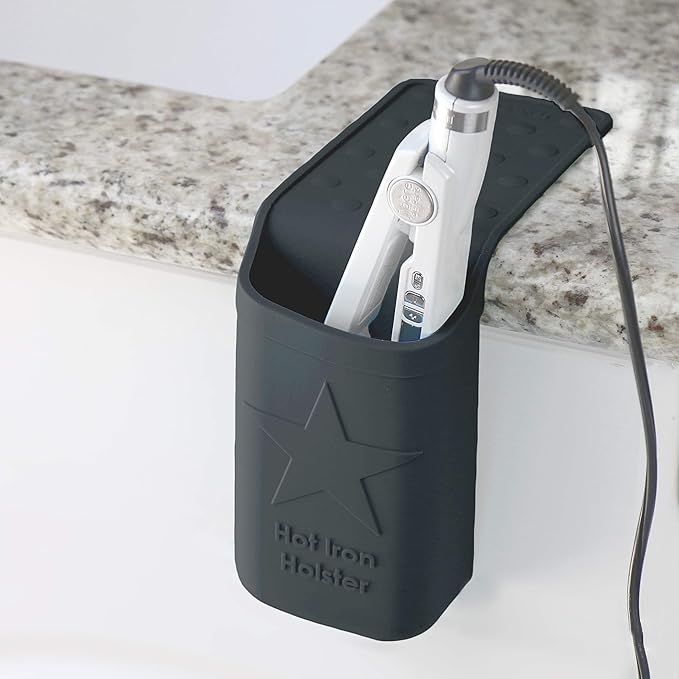 Hot Iron Holster | Adhesive-Free Silicone Storage Pocket for Organization and Travel | Heat Resistant to 500°F | Ideal for Curling Irons, Hair Straighteners, and other Hot Tools