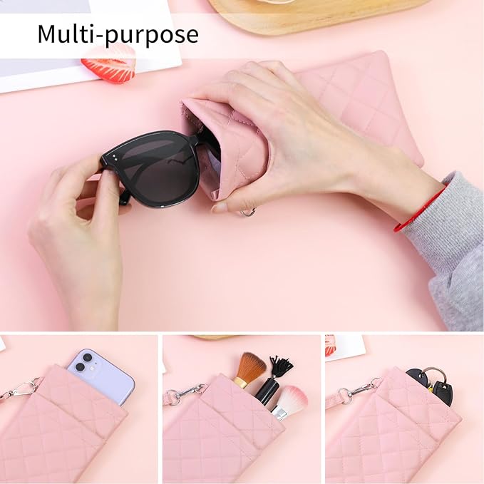 Double Eyeglass Case Soft Dual Glasses Case for Women Men Travel Squeeze Top Sunglasses Cases Eyeglasses Pouch