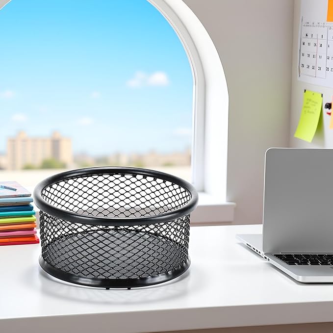 1Pc Black Metal Paper Clip Holder Mesh Paperclip Bowl Binder Clip Dispenser Desk Bobby Pin Container Organizer for Home Office Classroom School,Paper Clip Holders,Desk Supplies Holders and Dispensers