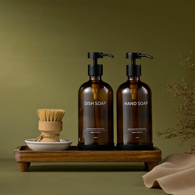 Bathroom Tray for Counter,Vanity Tray,Soap Dispenser Tray for Kitchen Sink, Kitchen and Home Decor (Acacia)