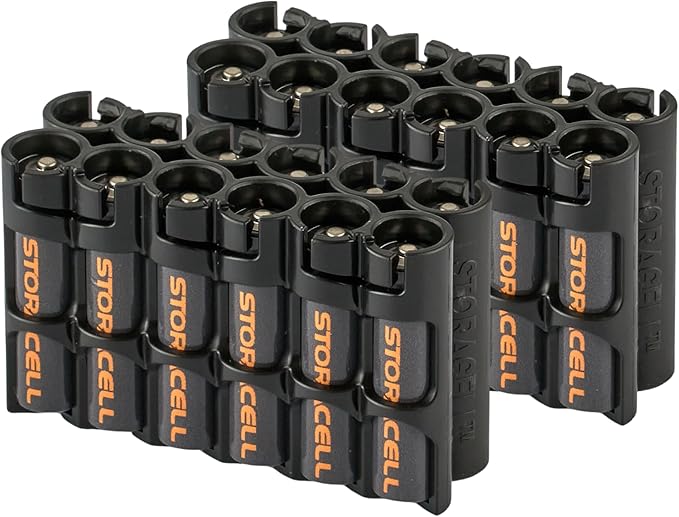 Storacell AAA-12 Battery Storage Caddy and Dispenser (Pack of 2), Black, Holds 12 AAA Batteries (Not Included), Durable & Compact Design, The Original Battery Caddy, Made in The USA