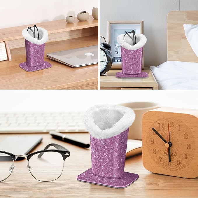 Fintie Plush Lined Eyeglasses Holder, Glasses Stand Case, Anti-scratch Glasses Storage Organizer for Desk, Nightstand, Office