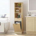 Natural Tilt Out Laundry Hamper Tall Bathroom Storage Cabinet Hidden Laundry Hamper Cabinet with Drawers and Baskets for Bathroom Hamper with Storage for Bedroom,16x16x59in
