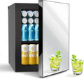7 Temp Control 24Can/0.9Cu.Ft Mini Fridge For Soda, Drink, Beer,Wine, Mirrored Door Compact Beverage Refrigerator, Personal Beauty Cooler for Bedroom, Dorm, Office, Beverage Beauty Storage