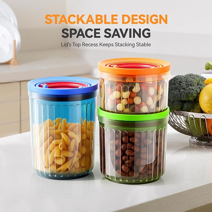 THKAILAR 6-Pack pantry food storage containers with lids(10oz/17oz/24oz) for Kitchen Pantry Organization, Leakproof BPA-Free Snap-Lock Lids for Dry Food,Flour,Nuts,Grains,Coffee