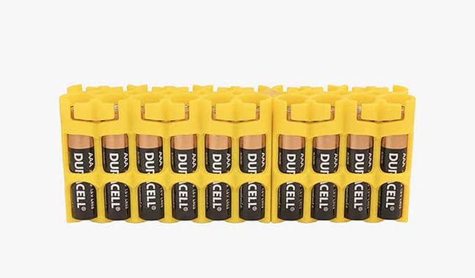 Storacell by Powerpax AAA Battery Storage Caddy, Yellow - Holds 24 Batteries (Not Included)