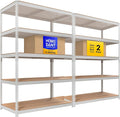 HOMEDANT 5 Tier Storage Shelves Adjustable Laminated Boltless Garage Metal Shelving Unit Heavy Duty Utility Rack Shelf Warehouse Pantry Closet Kitchen (2, (XL Deep) 48.1" W, White)