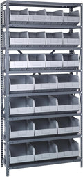 Quantum Storage Systems 2475-483485GY Shelving Unit, 24" D x 36" L x 75" H, Carbon Steel, Galvanized with Gray Bins