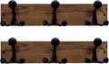SKOLOO 17-Inch Wood Coat Rack Wall Mount with 3 Triple Hooks - Ideal for Family Entrances, Classrooms, and Pet Supplies Storage - Perfect Coat Hooks for Wall,Charred Golden Brown, Pack of 2