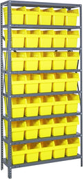 Quantum Storage Systems 1275-SB802YL Solid Heavy Duty 8 Shelves 35 STORE-MAX Yellow Bins 75" H x 36" W x 12" D