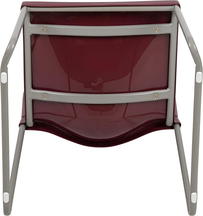 Flash Furniture HERCULES Series 880 lb. Capacity Burgundy Full Back Contoured Stack Chair with Gray Powder Coated Sled Base