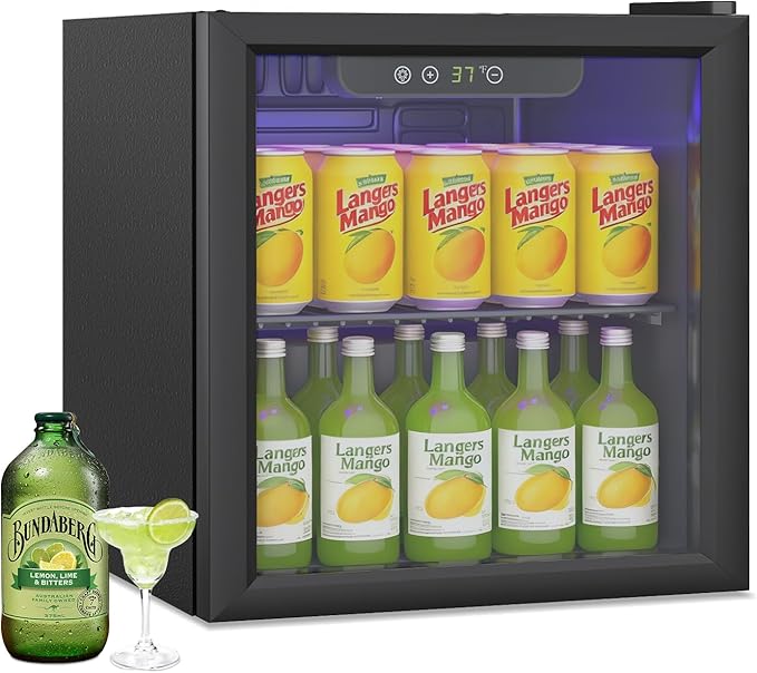 40L Mini Fridge, Freestanding Beverage Refrigerator with Glass Front Door for Soda, Beer Under Counter Drink Refrigerator with Adjustable Shelves(Silver)