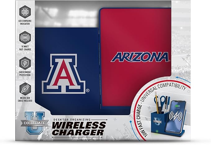 SOAR NCAA Unisex Cell Phone Wireless Charging Stand and Desktop Organizer