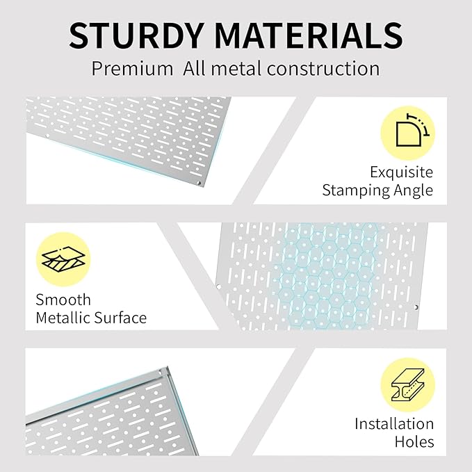 Pegboard Wall Organizer 2 PCS 32" x 16" Silvery Peg Board Metal Pegboard Panels for Garage Tool Storage