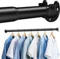 Stepless Adjustable Closet Rod, 66 lb Capacity, Fits 17-84 Inch Spaces, 1.3'' Heavy-Duty Metal Closet Rods for Hanging Clothes, Ideal for Closet, Wardrobes, Laundry or Rvs, Matte Black