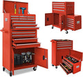 Tool Chest 13-Drawer with Double Door Handle,2 in 1 Detachable Rolling Tool Chests with Wheels and Drawers,Large Tool Box with Lock for Warehouse,Garage (Red)