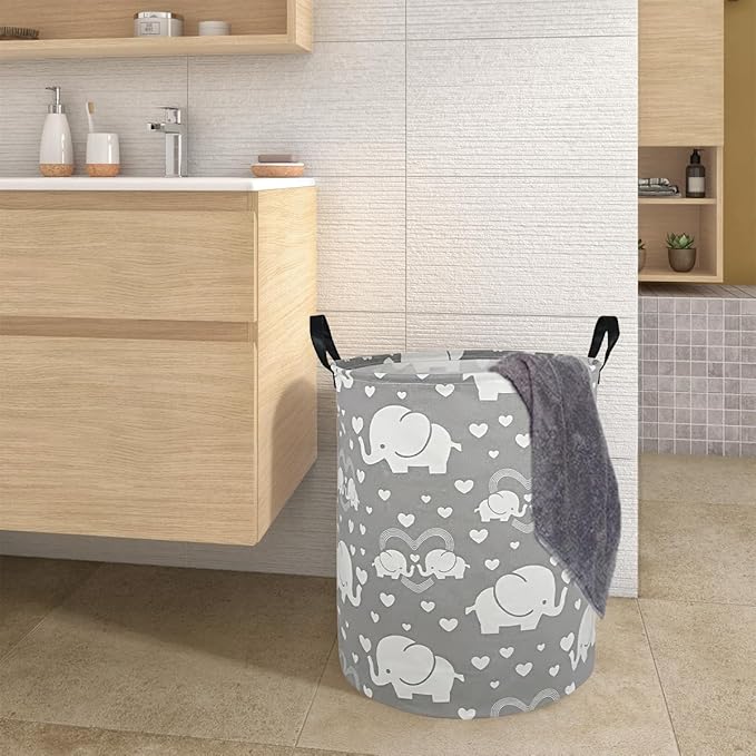 Round Laundry Hamper Storage Basket Laundry Organizer Hamper Storage Bins Clothes and Toys Box Nursery Hamper Gift Basket For Kids with Handles